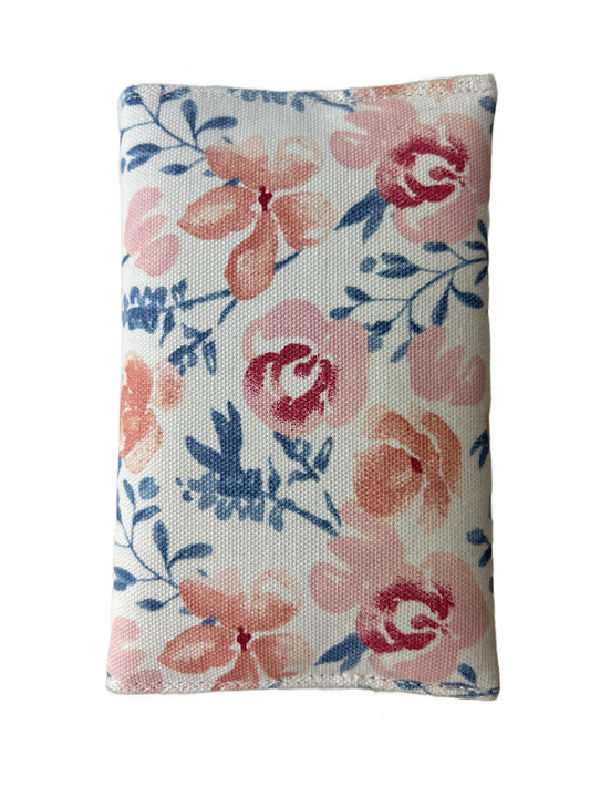 Handmade Cotton Duck Passport Cover/Passport Case, Pink Floral Design